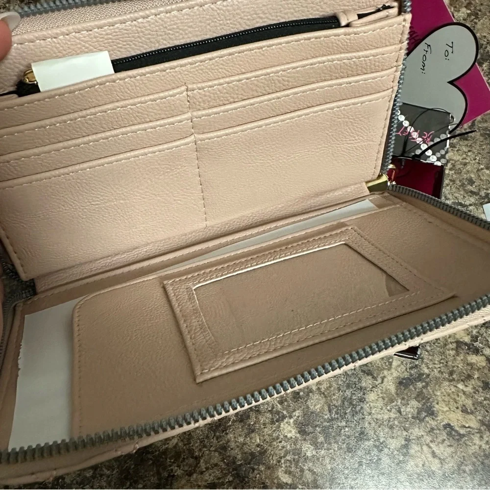 Betsey Johnson Boxed Zipped Around Rose Wallet